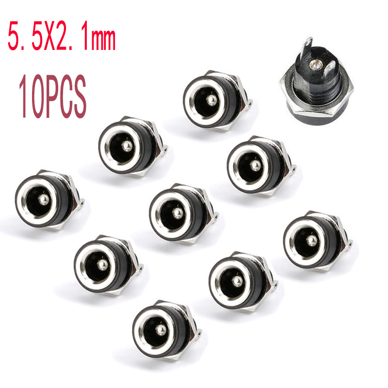 10Pcs DC 5.5x2.1mm 3.5x1.3mm 2.1 2.5 Connectors DC Power Plug Male Female Jack Socket Nut Panel Mount DC Power Adapter Connector: army green