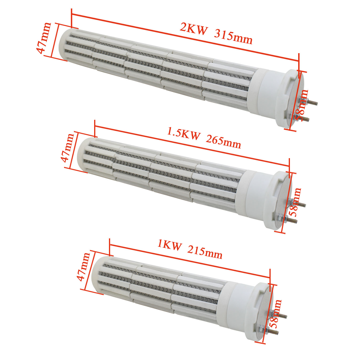 2 kW/1 kW/1,5 kW Keramik-Heizrohr, Keramik-Heizstäbe, Heizelement für Warmwasserbereiter, 220 V Warmwasserbereiterelement