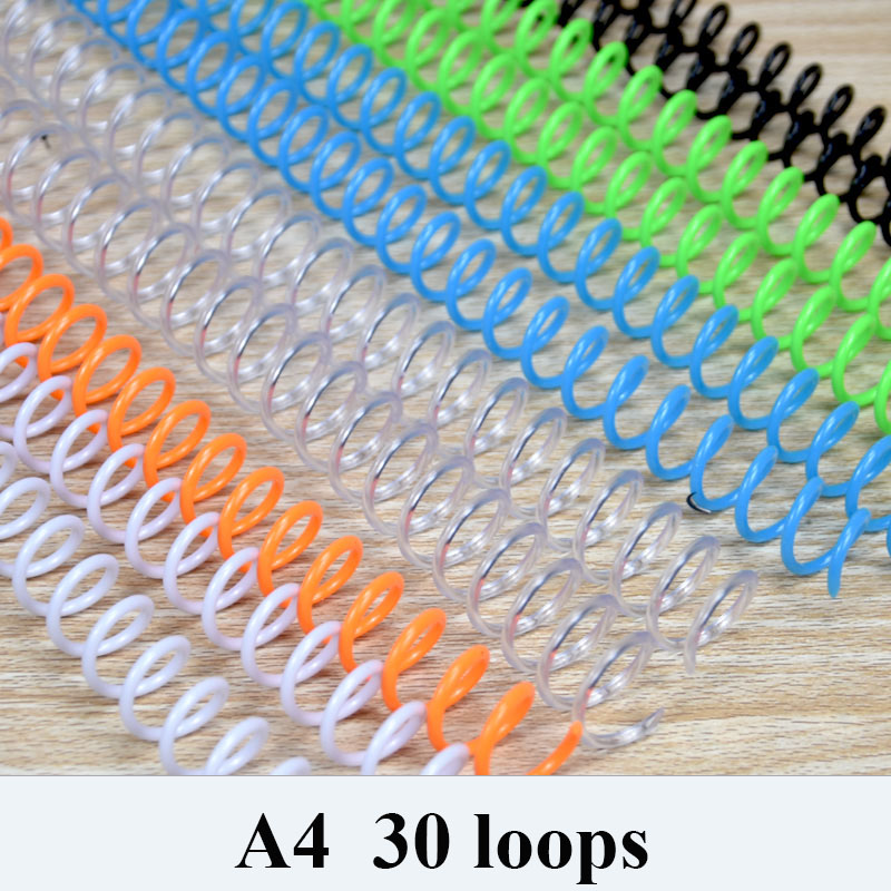 20PCS 30-hole Notebook Binding Spiral Ring Book Plastic Single Wire Ring Single Coil Binding Supplies Spiral Binding Coil