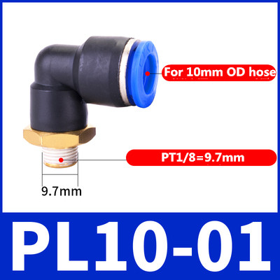 Pl fiting pneumatic cot 1/4 3/8 1/2 1/8 bsp filet tat conector rapid de aer l forma împingere furtun  od 6mm 8mm 10mm 12mm: 10-01