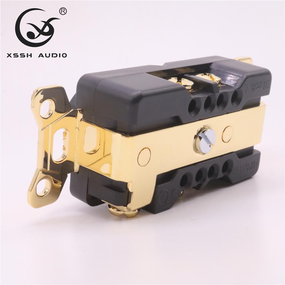 Electrical Outlet - 20A 125V USA Standard - Pure Copper Gold/Rhodium Plated - Surge & Overload Protection