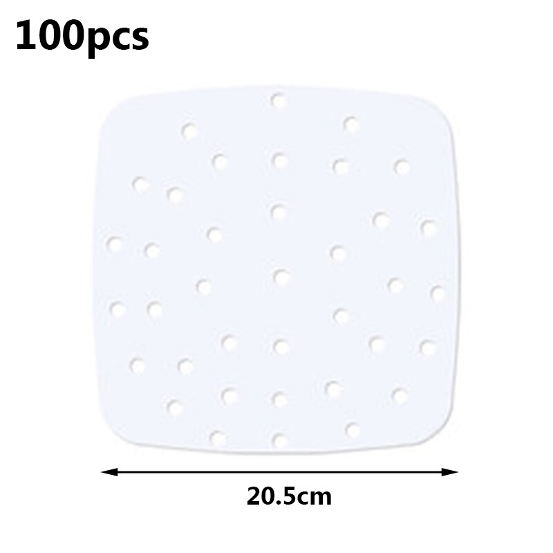 100Pc/Bag Air Fryer Steamer Liners Premium Perforated Wood Pulp Papers Non-Stick Steaming Basket Mat Baking Utensils For Kitchen: 20 cm Brown-S