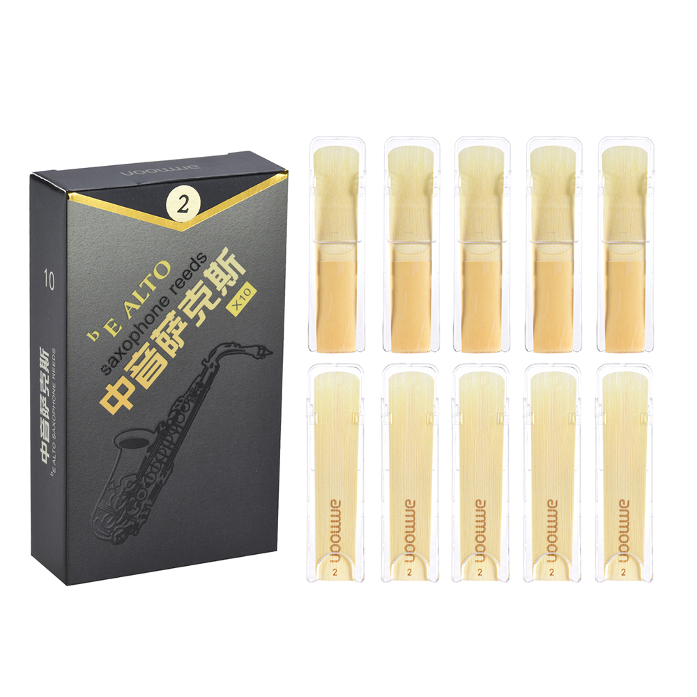 Ammoon 10 stuks/doos hoogwaardige eb altsaxofoonrieten saxofoon bamboe rieten sterkte 2.0/2.5/3.0 houtblaasinstrument accessoires