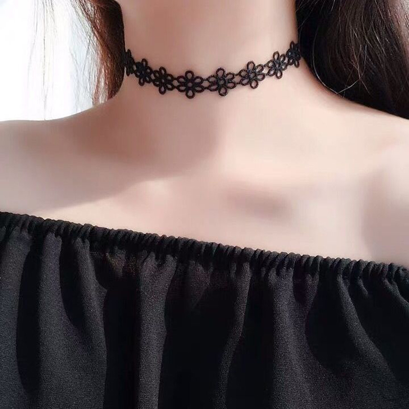 Koreaanse Mode Fluwelen Choker Ketting Voor Vrouwen Vintage Sexy Kant Ketting Met Hangers Gothic Meisje Hals Sieraden Accessoires: Staal Kleur