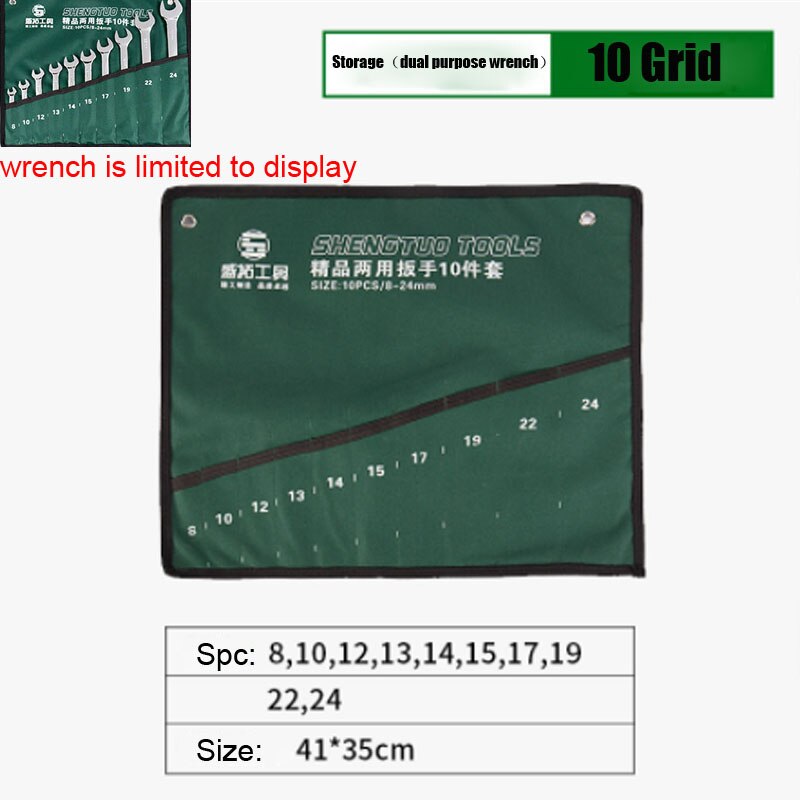 1Pcs Canvas Wrench Storage Bag Roll Up Foldable Spanner Organizer Spanner Combination Hanging Bag for Spanner Tool Organizer: 10 grid dual purpose