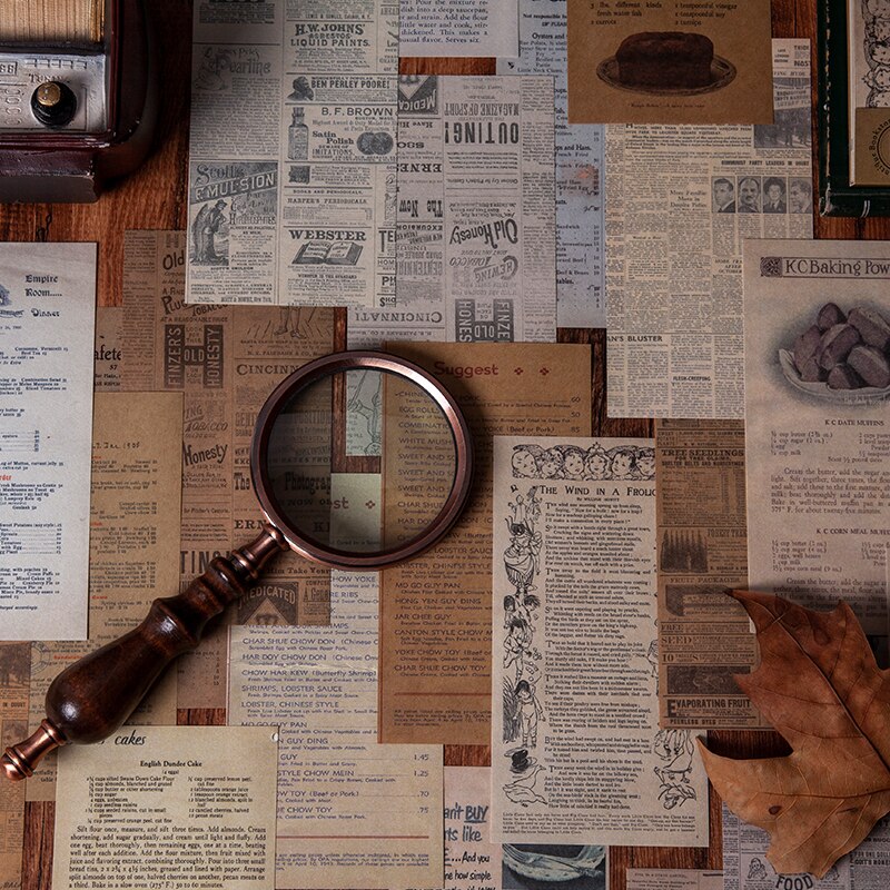 60 stk vintage gammel bogside dekorativt papir gammel avis gør-det-selv collage scrapbogsmateriale kraftpapir håndlavet håndværksartikler