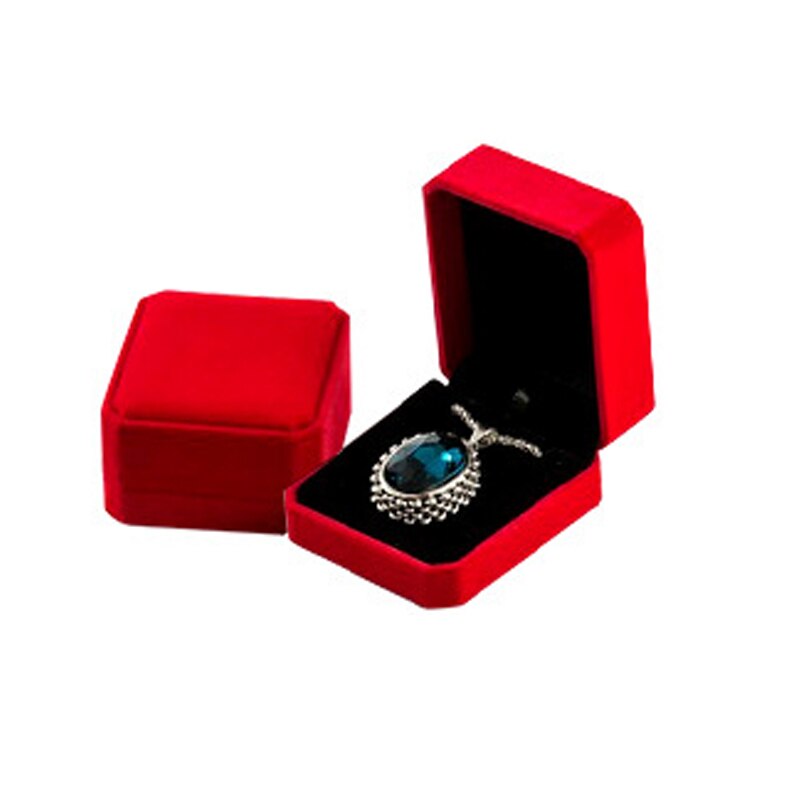 1 PC Storage Presentation Necklace/Bracelet/Ring/Pendant Jewelry Box Velvet Case Plastic Display Box 4 Colors: Red Jade Box