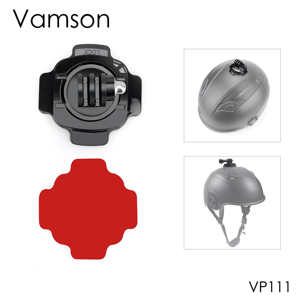 Vamson Voor Gopro 8 7 6 Accessoires Helm 360 Graden Rotatie Mount Met Sticker Voor Gopro Hero 5 4 3 + SJ4000 Voor Yi 4K VP111