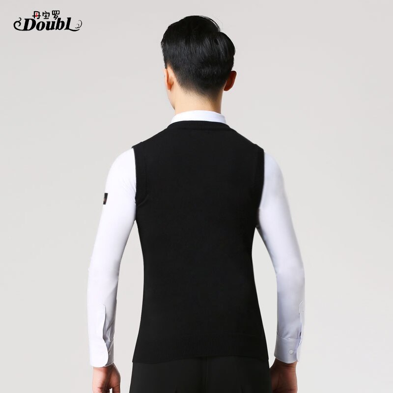 Doppio Gentiluomo Moderno Sala da Ballo Gilet Uomo di Magliette E Camicette di Lana Della Maglia Elasticità Senza Maniche Nazionale standard di costume di Ballo in forma