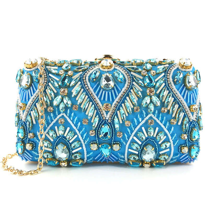 Lykanefu luxe diamanten banket avondtas damestas damestas clutches bruid bruiloft handtas ketting schoudertassen: Blauw