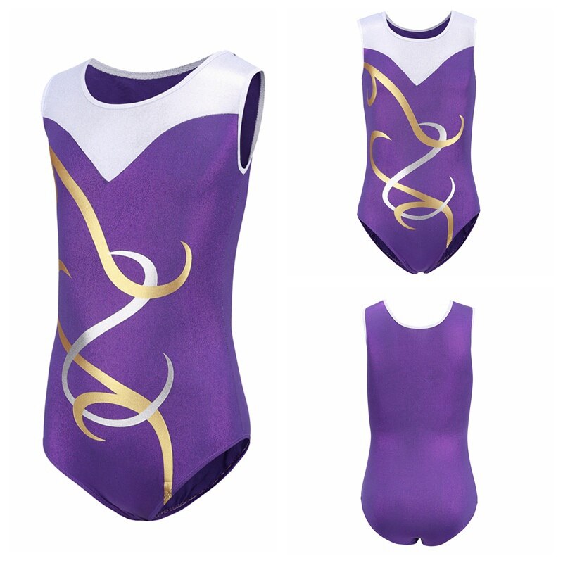 5-12Y Gymnastik Dancesuit Mädchen Ärmel Tanz Trikots Kind Gestreiften Kostüme Trikots Kinder Ballett anzüge Praxis Kleidung H6: 1 / 14
