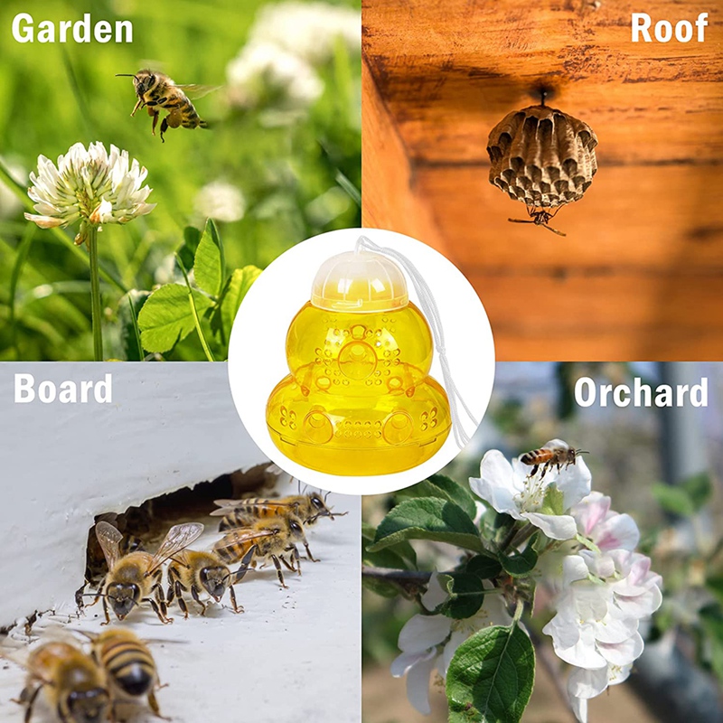 2 Pack Wasp Traps Outdoor,Reusable Carpenter Bee Traps For Outside, PP Bee Catcher Hornet Trap For Garden