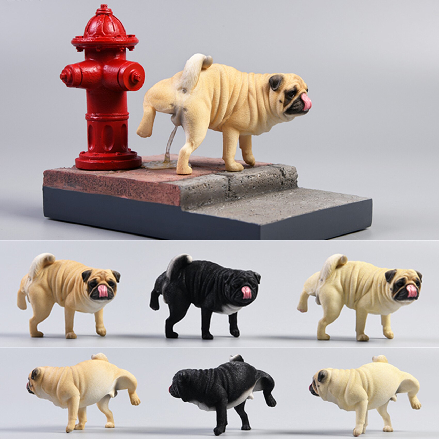 JXK 1/6 Funny Pug Figure Dog Pet Healing Figure Cute Canidae Animal Collector Toy Resin Desktop Decoration