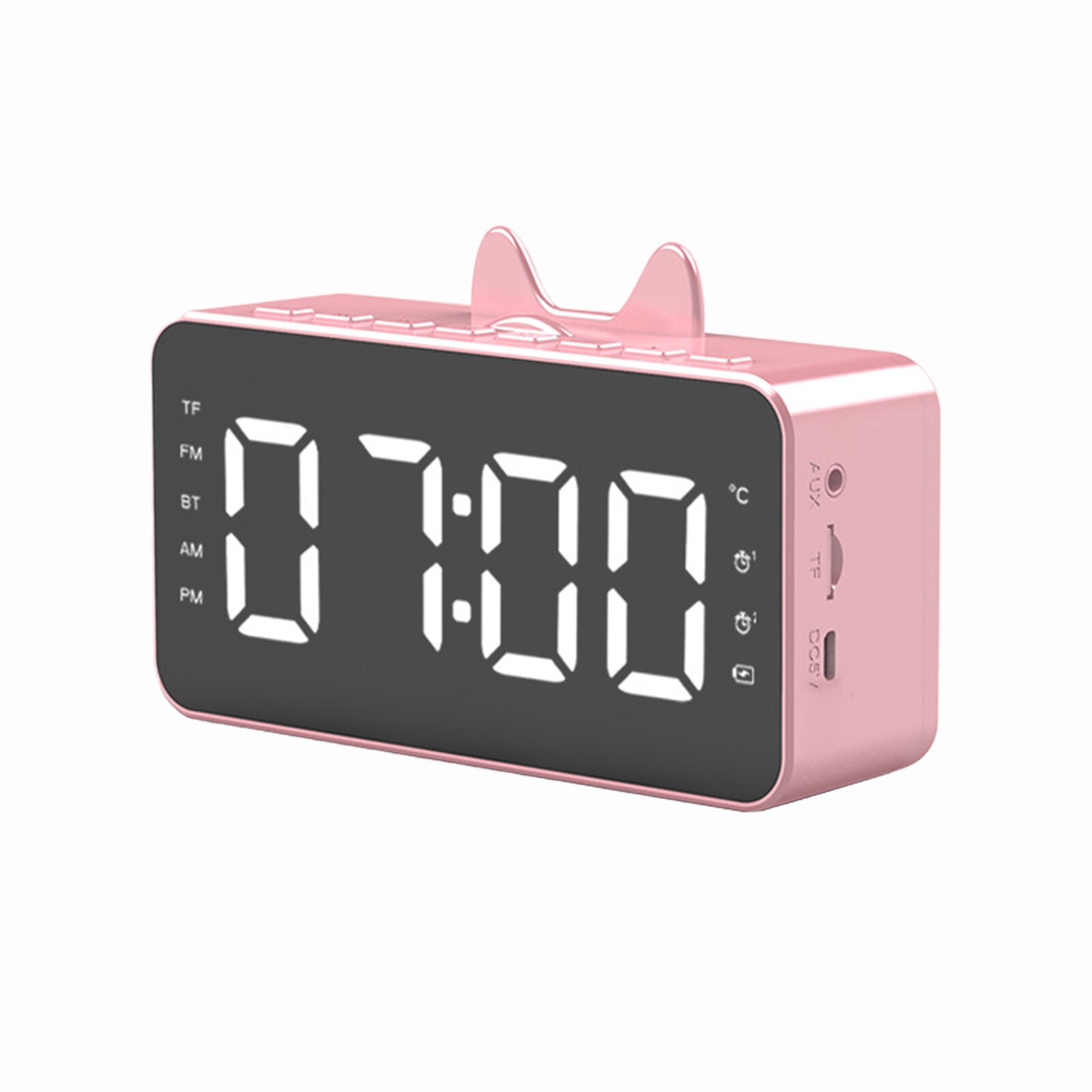SALES！！ Q9 Bluetooth 5.0 Wireless Rechargeable Clock Subwoofer Speaker Music Player: Pink