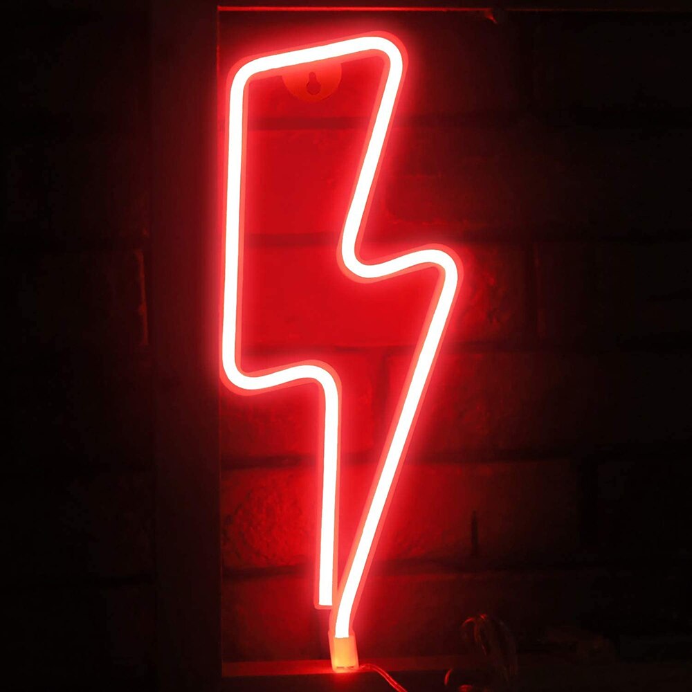 Kühlen Blitz Neon- Zeichen freundlicher Schlafzimmer Zauberstab Dekoration Blau Rosa verrotten warm Weiß Blitz bilden LED Lampe Büro Spielen Zimmer dezember: rot