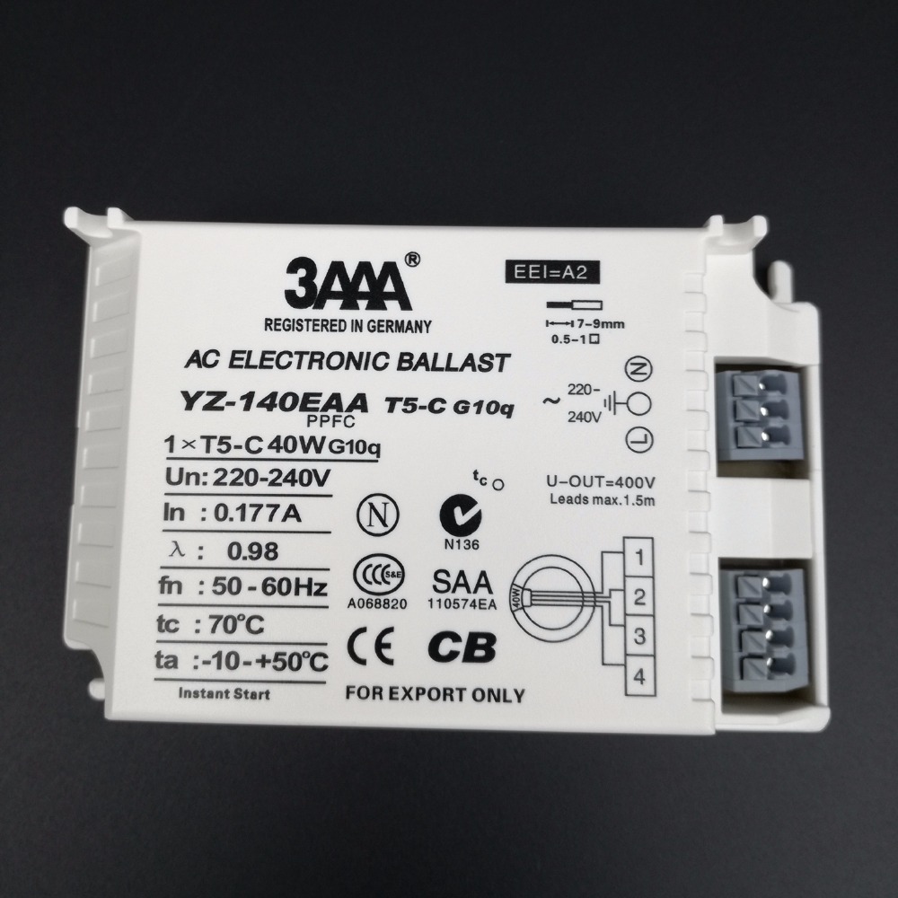 Yz140 eaa -t5-c 40w 220-240v ac lysstofrør elektronisk forkobling til  t5- ring lampe standard reator