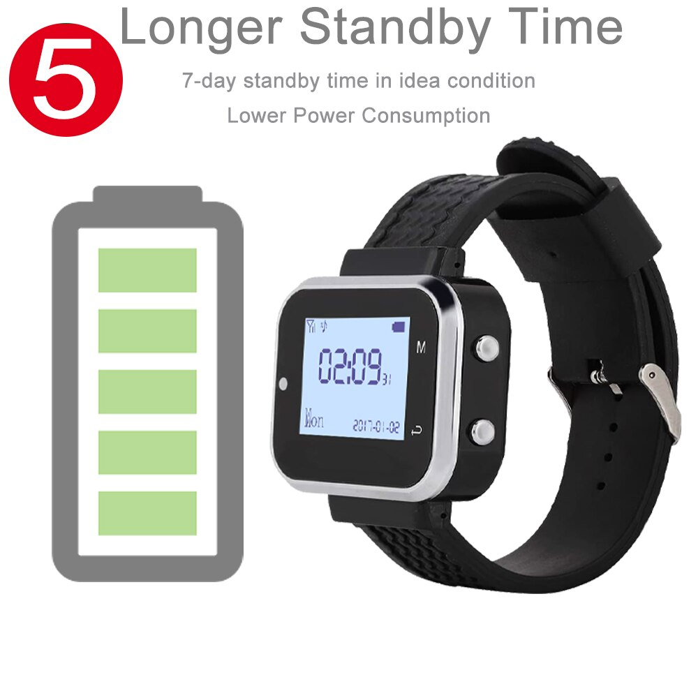 Draadloze Oproepsysteem Grote Scherm Meerdere Talen Horloge Ontvanger 4 Toetsen Knop Voor Restaurant Waterpijp Cafe Office