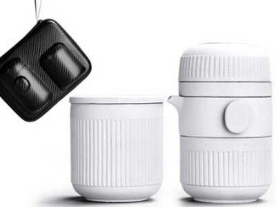 Anti-skoldning te sæt keramik tekop udendørs bærbar tekande tekop te hurtig kop til caming bilrejser: Tesæt -8