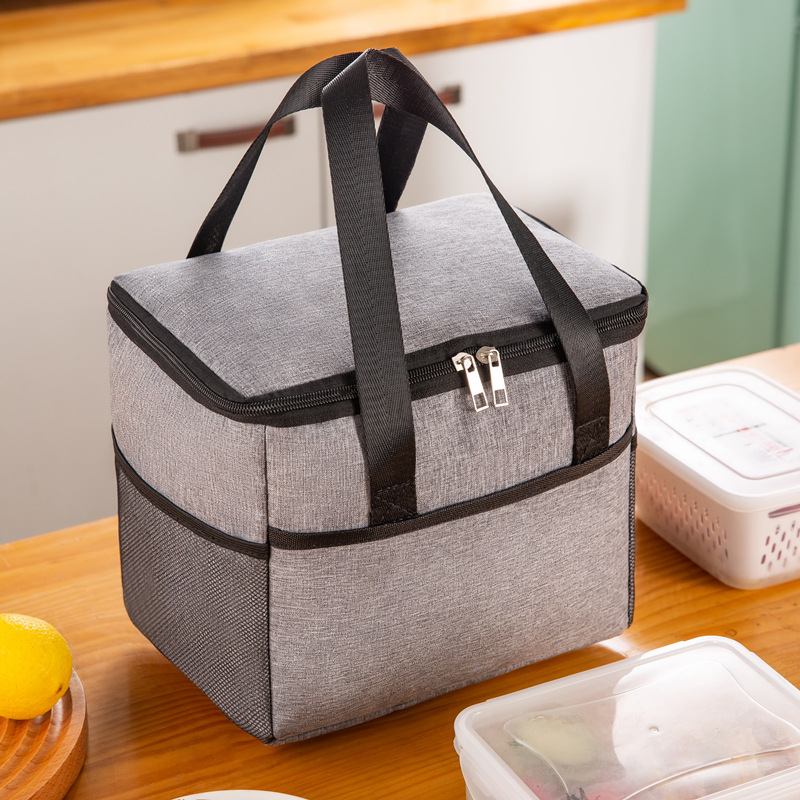 Picnic Bag Thermal Insulation Large Capacity Lunch Food Storage Bag Outside Pocket Oxford Cloth Waterproof Lunch Box Bags Tote: Blue