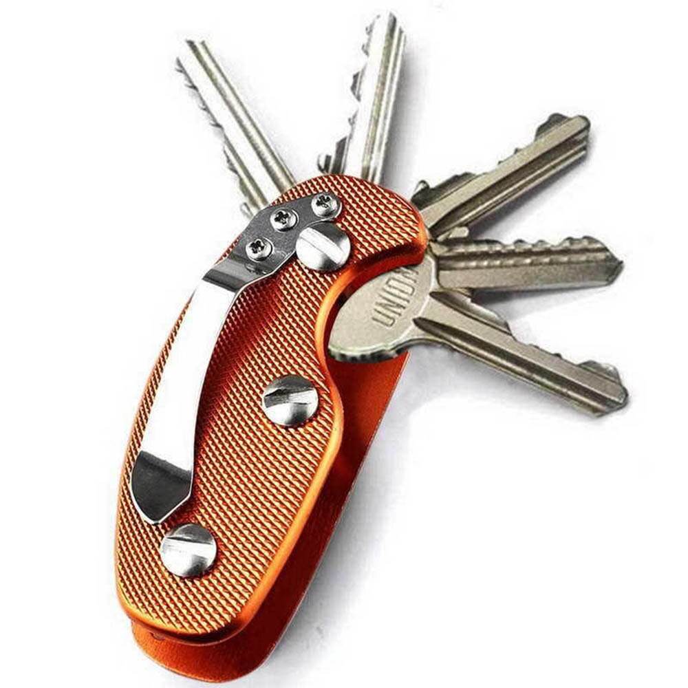 Nøgleholder aluminiumslegering nøglering fleksibel nøgleholder clips nøgler organizer taske mappe nøgleholder ключница для ключей: Orange