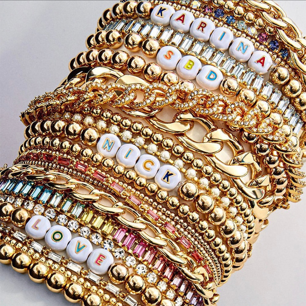 Bohemia Shiny Crystal Bracelets Female Handmade Beaded Statement Bracelets Bangles for Women Gold Color Hand Link Chain Jewelry