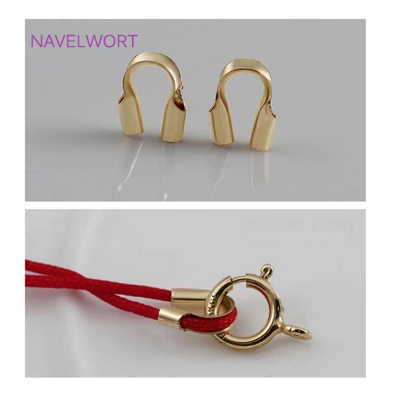 Protetor de cabo de guarda de fio banhado a ouro 14k/18k, conector de fecho de gancho em forma de u de latão faça você mesmo acessórios de fabricação de joias atacado