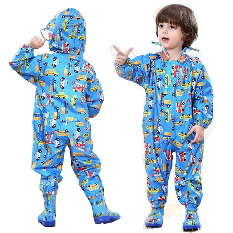 Barn regnjacka med huva barn utomhus regn jumpsuit ogenomtränglig rosa regnjacka överdrag bebis pojke flicka söt poncho blå regnjacka