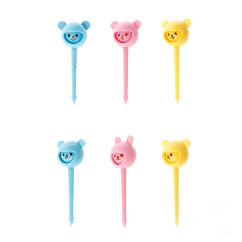 Mini Tenedor de fruta de granja de animales marinos para niños, palillo de dientes de dibujos animados, decoración de , 6/10 unids/paquete