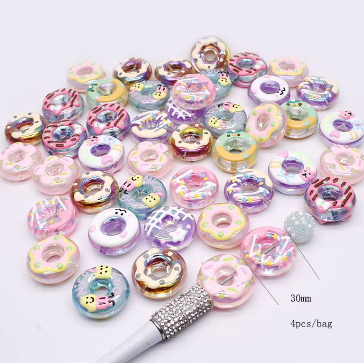 4/10pcs/bag Acrylic Beads Heart Star Flower Beads Color Painting Loose Spacer Beads for Jewelry Making DIY Phone Chain Bead Pen: PURPLE
