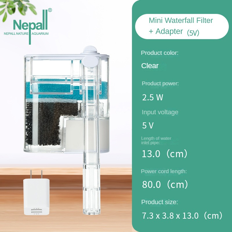 Nepall Aquarium Filter Wasserfall Sauerstoff anreicherung Wasser aufbereitung zyklus leise Drei-in-Eins kleine Wand filter box