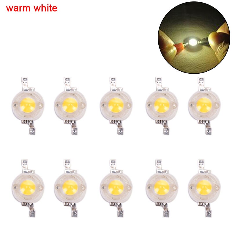 10pcs/lot 1W High-Power LED lamp Bulb Diodes Highlighting Lights Bead HighPower Lamp Beads 1.5cm*0.8cm: warm white