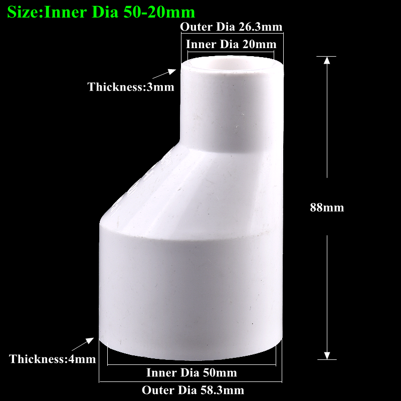 1Pc PVC Straight Eccentric Reducer Connectors, Garden Irrigation Water Pipe Joint Drainage Pipe Accessories Fish Tank Adapter: Blue