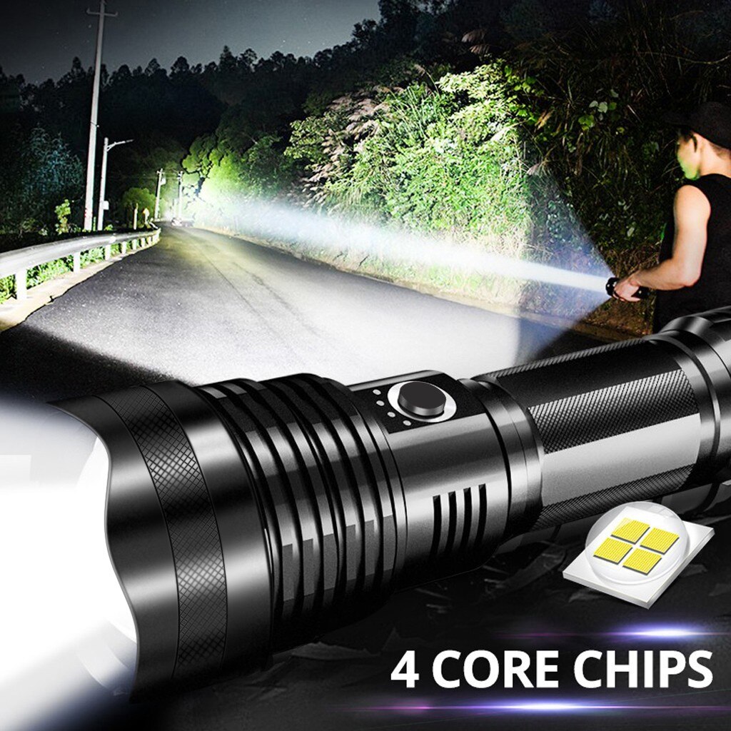 Led Zoom Flashlight Xhp70 Torch Usb Rechargeable Waterproof Lamp Ultra Bright Camping Powerful Adjustable Focus Flashlight