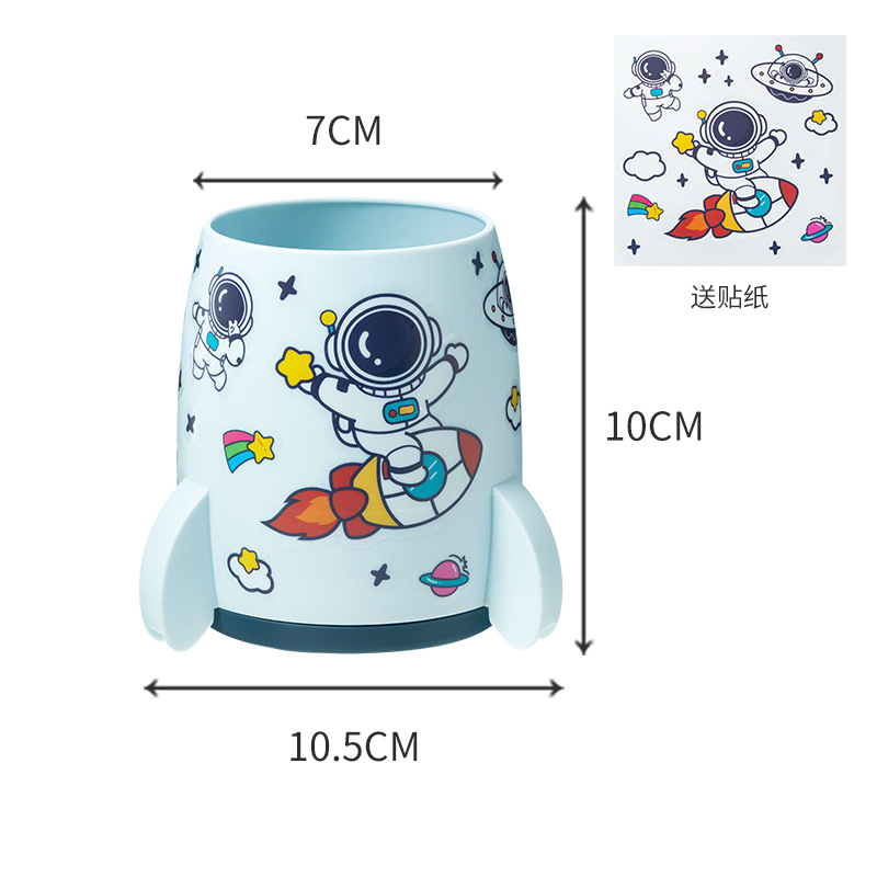 Multifunctionele kawaii pennenhouder, penseelhouder, etui, pennenbakje, organizer voor op het bureau van een kind of student, opbergruimte voor kantoorartikelen: Blauw