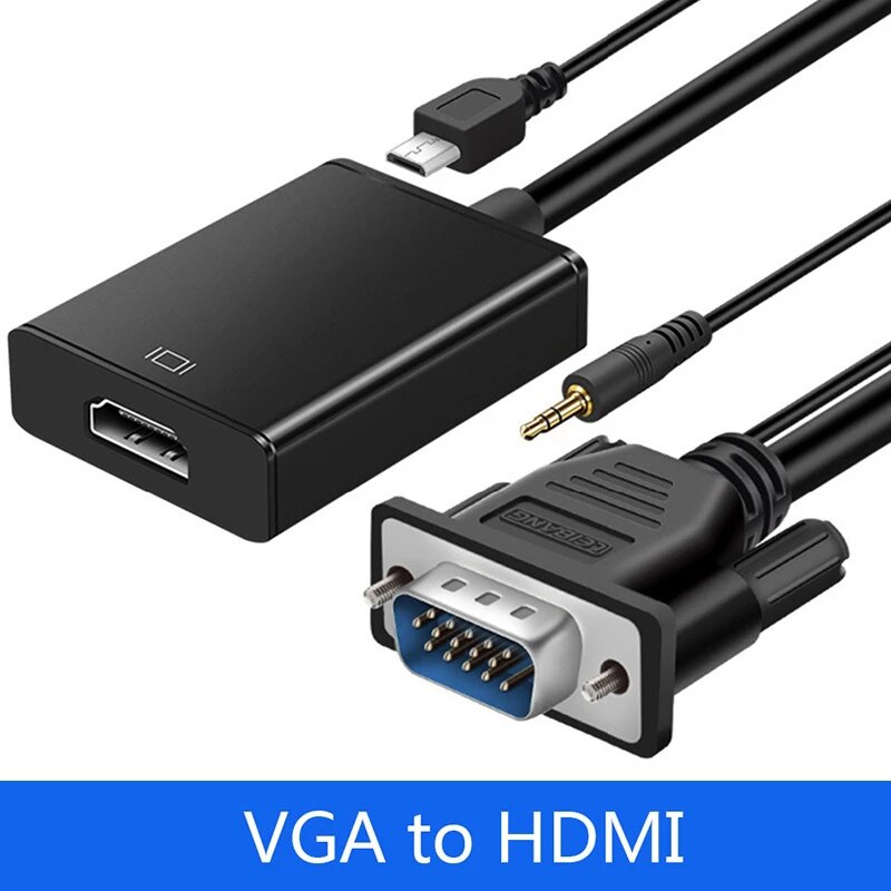 VGA to HDMI Cable Adapter Male to Female Converter With Audio Output 1080P VGA HDMI Adapter for PC laptop to HDTV Projector