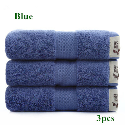 3 stk tykkere 140g bomuldshåndklæde badeværelse par år for voksne hjem hotel hjem superabsorberende ansigt håndklæder: Blå