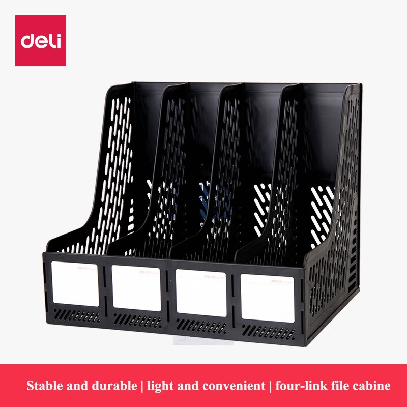 Deli 9946 plastic Document box 3 and 4 lattices file basket file tray documents management black gray colors optional
