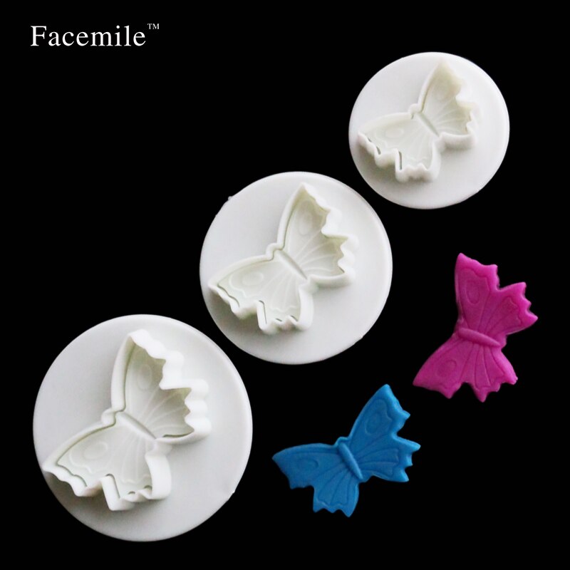 3 PCS Facemile Plastic Butterfly Cake Biscuit Fondant Decorating Cookie Plunger Cutter DIY Kerst Bakvorm Decorating 01061