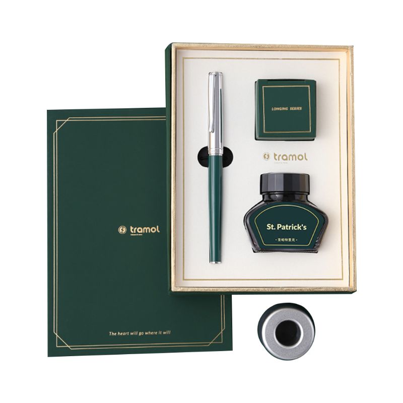 Vintage Business Fountain Pen Signature Calligraphy with Ink Pen Holder Box: Light Yellow