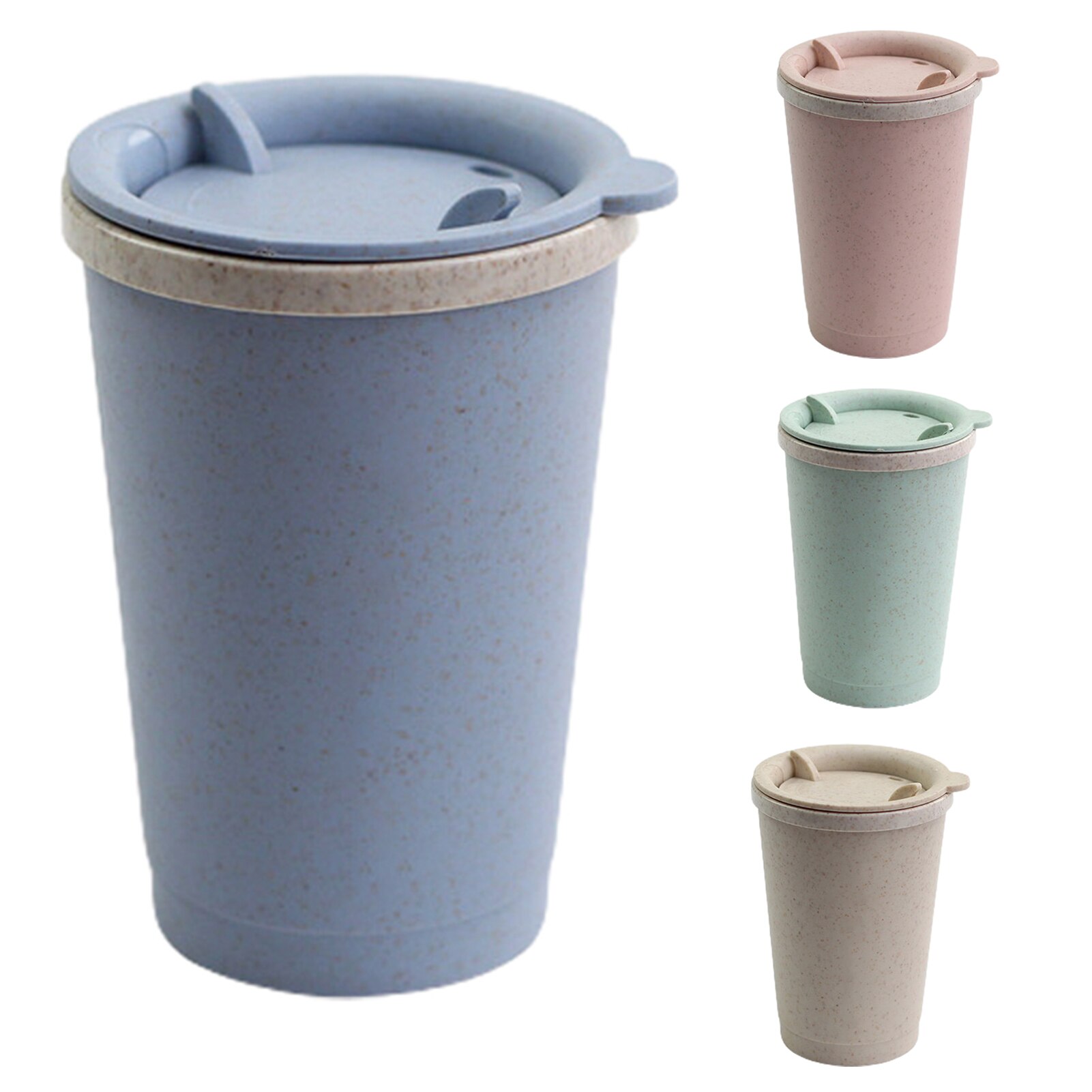 Travel Mug Leakproof Double-wall Insulation Wheat Fiber Straw Coffee Cup for Travel