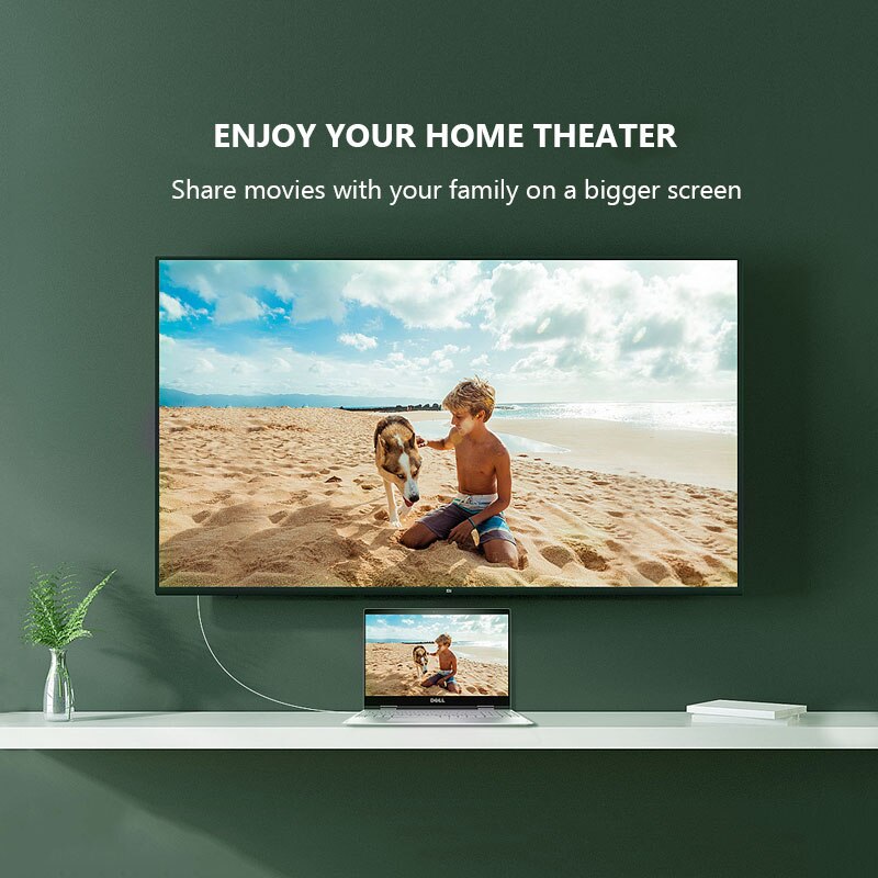 CABLETIME Mini DP to HDMI-Compatible Cable LED Light 4K/60Hz Mini Displayport to HDMI-Compatible Adapter for Macbook Dell N368