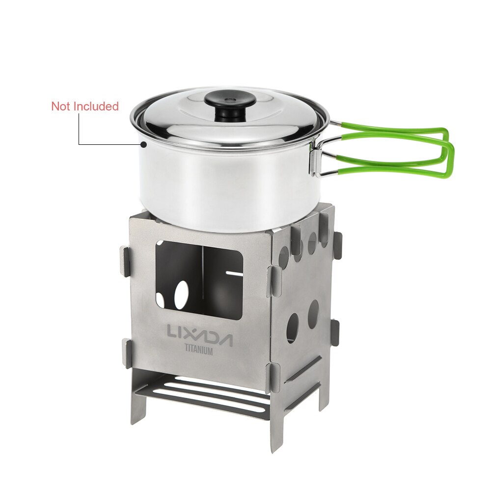 Lixada Titanium Camping Stove Portable Lightweight Folding Stainless Steel Wood Stove Pocket Stove Outdoor Camping Backpacking