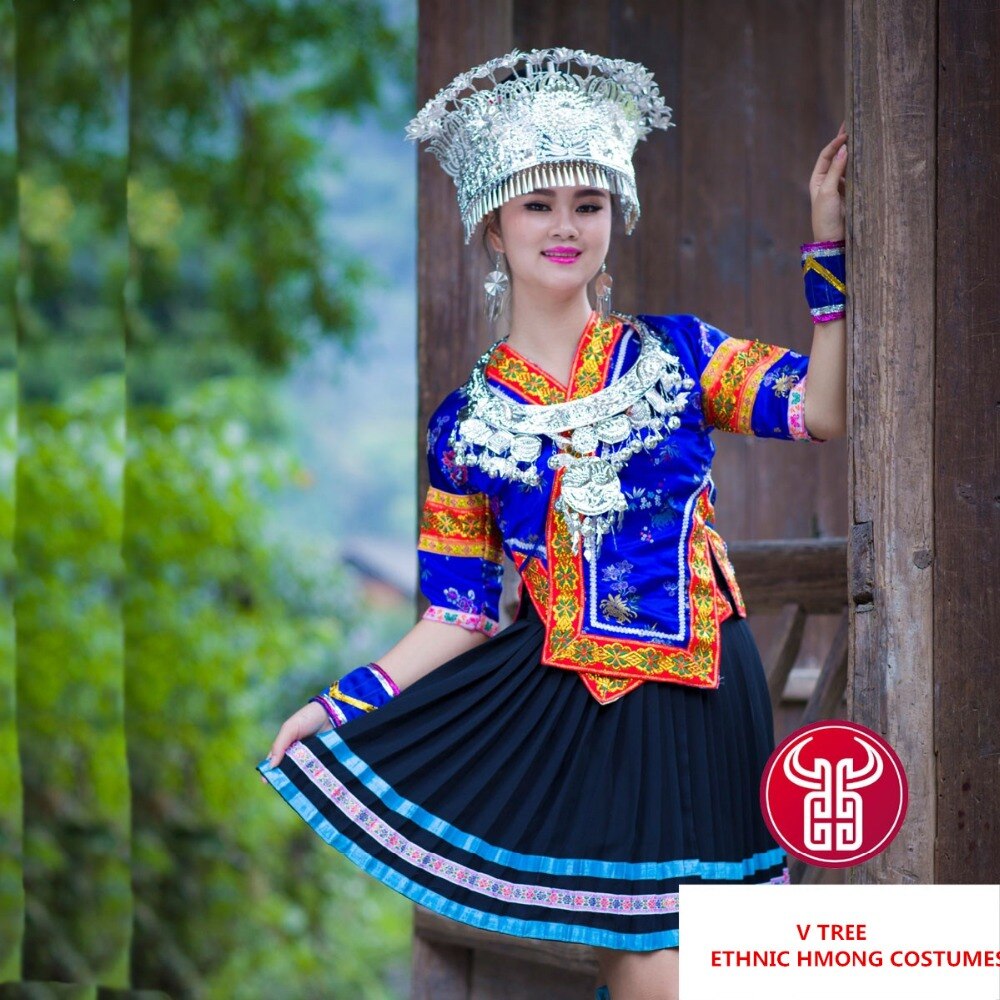 Nouvelle femme broderie Tujia/Miao/Dong danse porter femme ethinc Hmong argent costumes scène performance chinois danse folklorique robe
