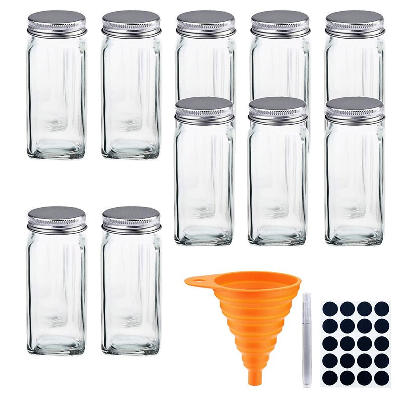 Zbiornik kuchenny zestaw szklany słoik robić przypraw dozownik przypraw solniczki i pieprzniczki pojemnik na przyprawy akcesoria kuchenne: 10 szt