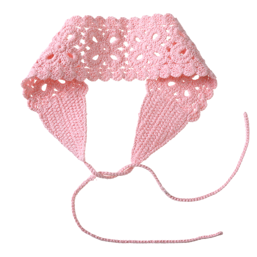 AWAYTR Effen kleur holle gebreide haarbanden Vintage haarsjaal voor vrouwen Bloem gebreide hoofdband Boheemse haaraccessoires: Sky Blue