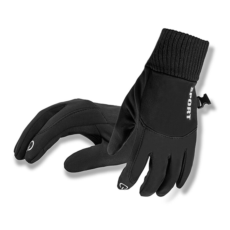 Winter Men's Gloves Windproof Keep Warm Touch Screen Glove Breathable Waterproof Anti Slip Bike Cycling Gloves for Male: Black