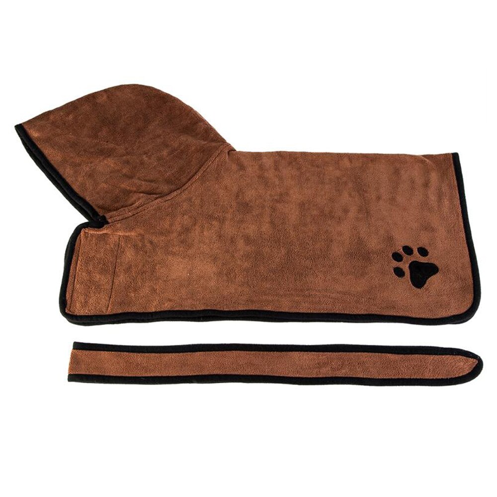 Albornoz de perro mascota Ueful, ropa de perro , secado de mascotas súper absorbentes, bordados para toalla, capucha de gato, Toalla de baño de mascotas, producto de aseo: brown / XS