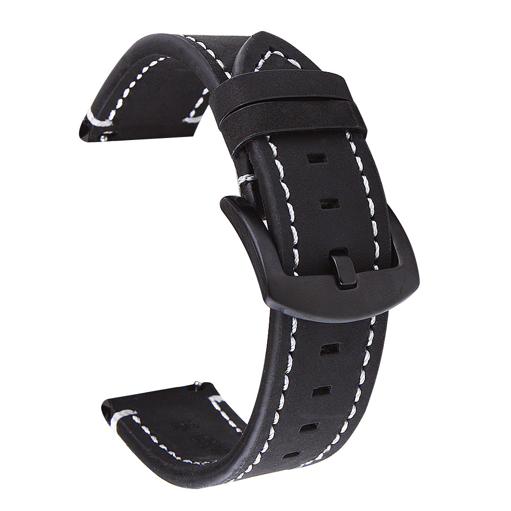 18mm 20mm 22mm Leder Uhrenarmband Schnellverschluss für Mann Braun Schwarz Armband aus doppelseitigem Kalbsleder iMAVEN: Black / 21mm