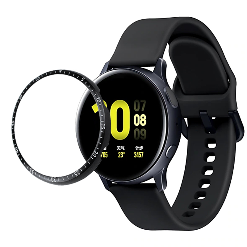 For Samsung galaxy watch Active 2 40mm 44mm Bezel Ring Case Cover Frame Anti Scratch Metal Protection Bezel for Samsung watch: Black / For Active 2 44mm