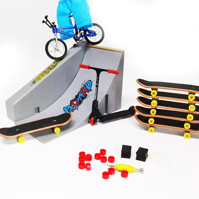 Mini Finger deskorolki Skate części rampy zestaw zabawki pełne rowerowe rowerowe palce skuter dwukołowiec skuter pokładzie Skate zabawki parkowe: CDH-7 no box